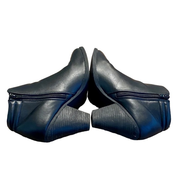 MIA BLACK LEATHER ANKLE BOOTIES CONE HEEL CHUNKY HEEL BOOTS BLACK SIDE ZIP 10 - Picture 11 of 15